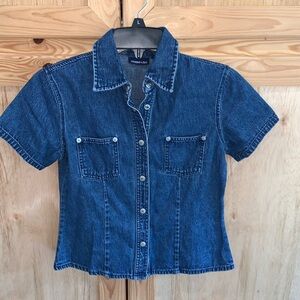 Limited Too blue denim Jean shacket shirt size M (12)